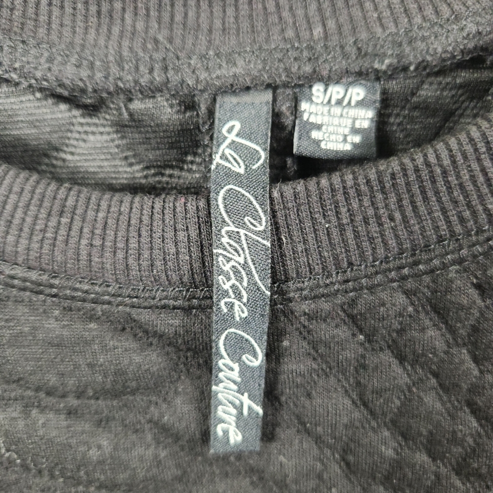 La Classe Couture Black Textured Mini Sweatshirt Dress S Faux Leather Details - Picture 4 of 11
